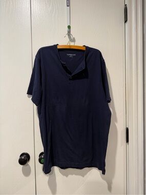 croft & barrow Men's Navy Short-Sleeve Henley Polo